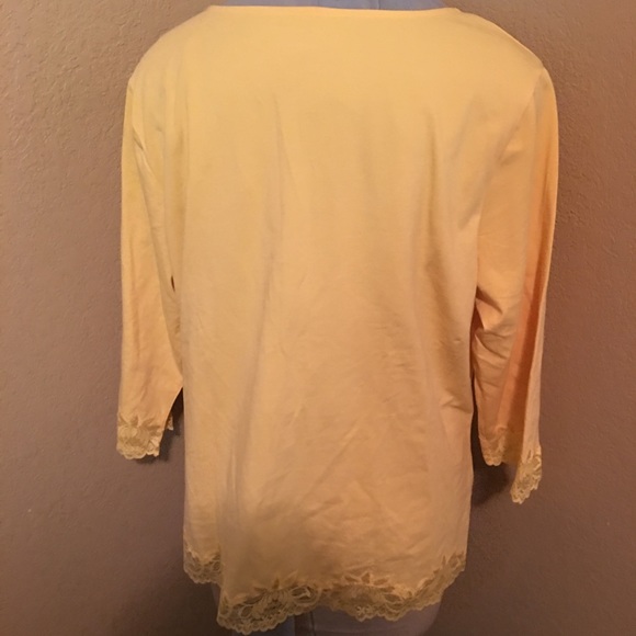 Coldwater Creek Bright Gold Lace Trim Top 1X - Picture 4 of 8